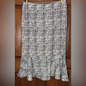 Messini Black And White Women’s Mermaid Midi Skit Size XL Ruffle Bottom